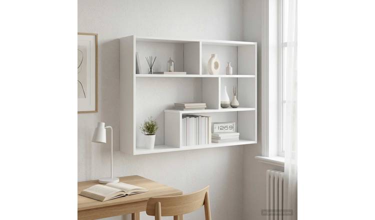 Walplus Engineered Wood Wall Shelf - White - 95 x 20 x 69.5 cm