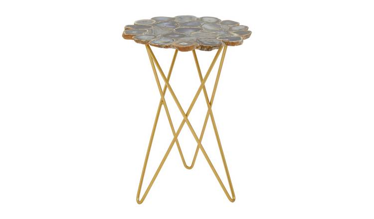 Orsina Jaipur Side Table with Agate Top – Gold