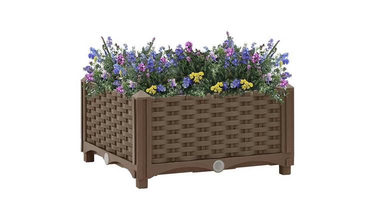 Walplus Polypropylene Raised Garden Bed - Brown - 40 x 40 x 23 cm