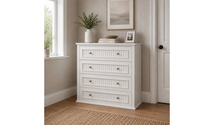 Home Treats Ripple 4 Drawer Chest - White