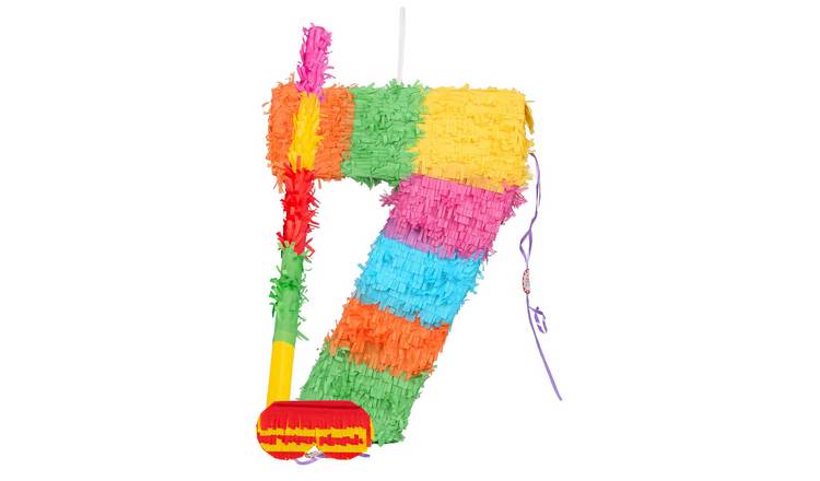 Fax Potato Number 7 Cardboard Pinata Set with Stick and Blindfold - Multi