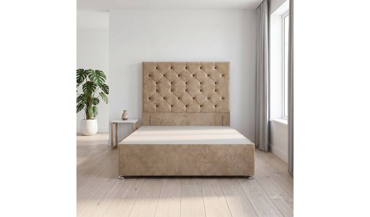 Somnior Diamante Velvet 2FT6 Small Single Divan Bed Base - Beige