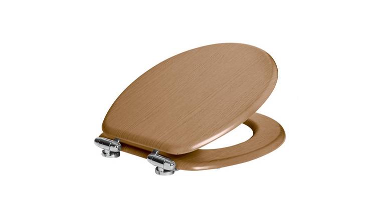Harbour Housewares Soft Close Wooden Toilet Seat - Dark Oak