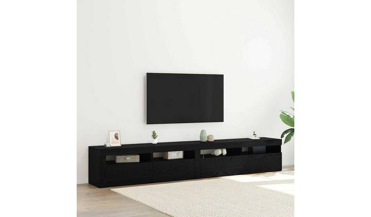 Walplus 2 Piece Engineered Wood TV Cabinet - Black Oak - 240 x 35 x 40 cm