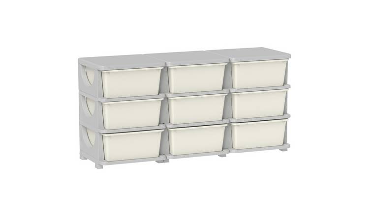 HOMCOM 9 Drawers Plastic Kids Storage Units Drawers Kids Storage - Cream