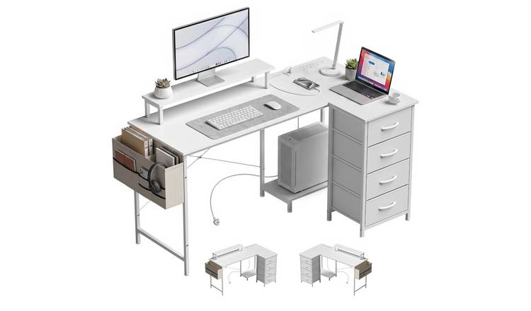 HOMCOM Reversible L Shaped Corner Computer Desk - White