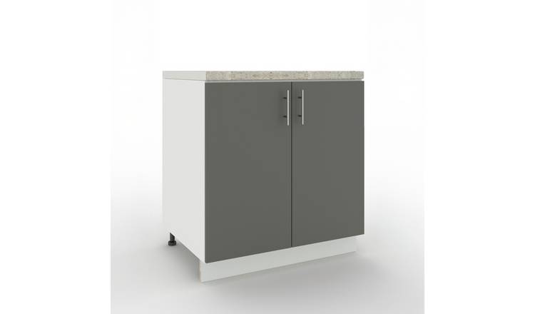 JD Greta 800mm Adjustable Leg Sink Cabinet with 2 Doors & Worktop - Grey Matt