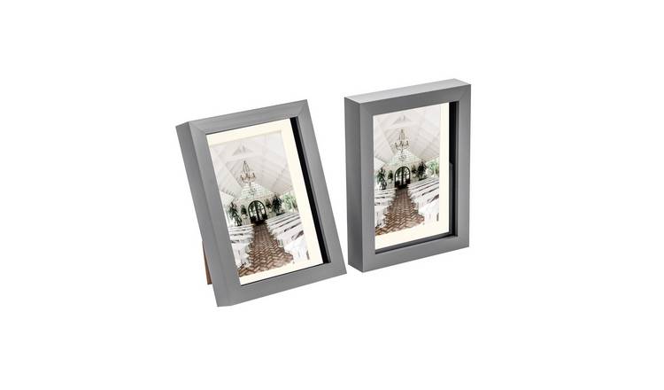 Nicola Spring 3D Box Photo Frames - 5 x 7" with Mount - Set of 2 - Grey