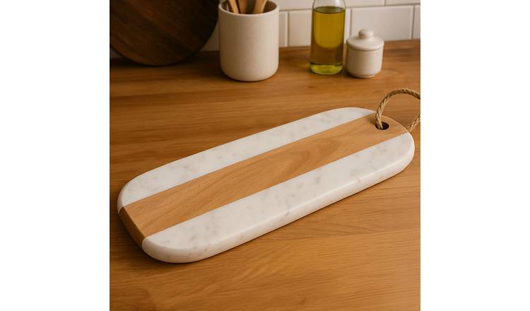 Orsina Monzaro Oblong Marble And Acacia Wood Board - Two Tone