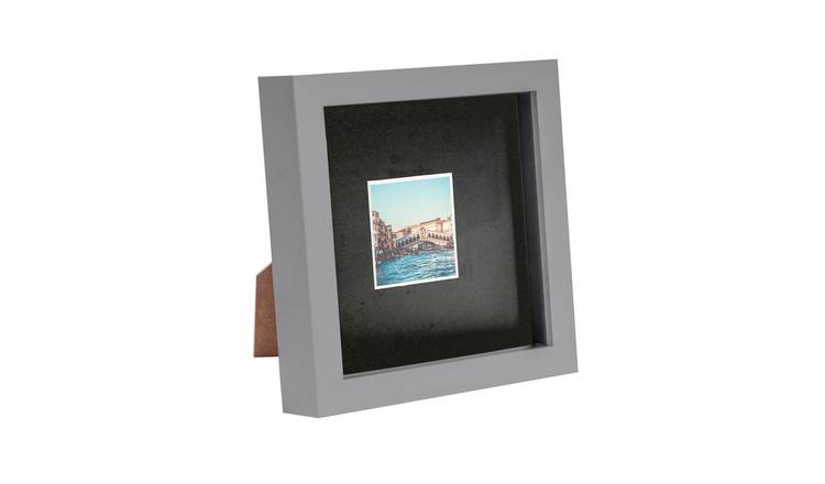 Nicola Spring 3D Box Photo Frame - 6x6" with Mount - Grey & Black
