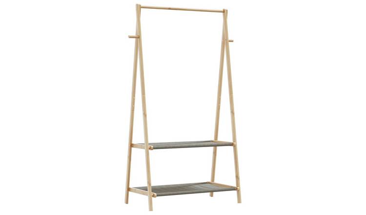 Walplus Bamboo Clothes Rack with Fabric Shelves - 96 x 45.5 x 150.5 cm