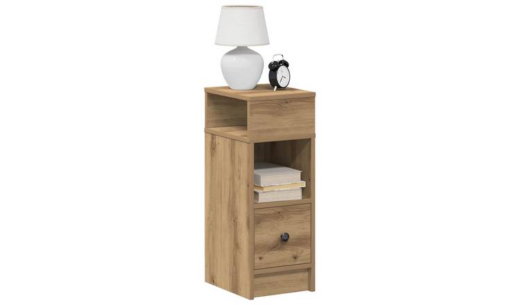 Walplus 1 Drawer Engineered Wood Bedside Cabinet - Oak - 25 x 31 x 66 cm