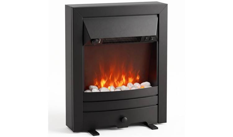 HOMCOM 2000W Freestanding Inset LED Flame Electric Fireplace Stove – Matt Black