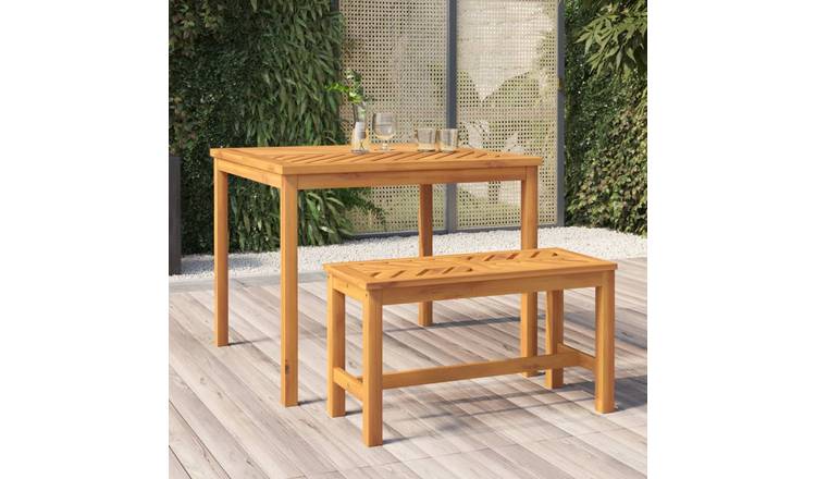 Walplus Solid Acacia Wood Garden Dining Table - Brown - 90 x 90 x 74 cm