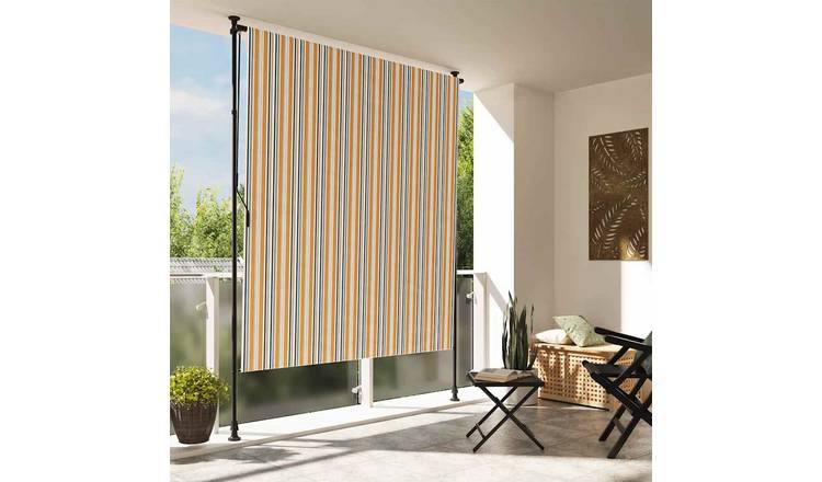 Walplus Polyester Outdoor Roller Blind - Yellow and White - 200 x 270 cm