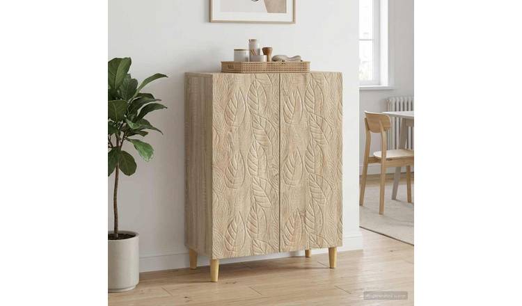 Walplus 2 Door Rectangular Sideboard 2 Shelf - Sonoma Oak - 66 x 34.5 x 90 cm