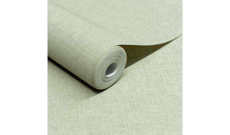 Grandeco Solena Brushed Check Weave Hessian Textured Wallpaper - Light Green