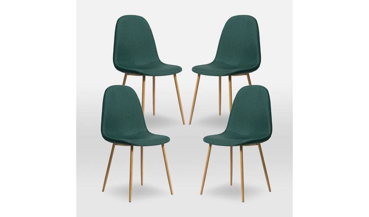 HomeGardenDirect Asteria Linen Fabric Set of 4 With Wood Legs  - Green
