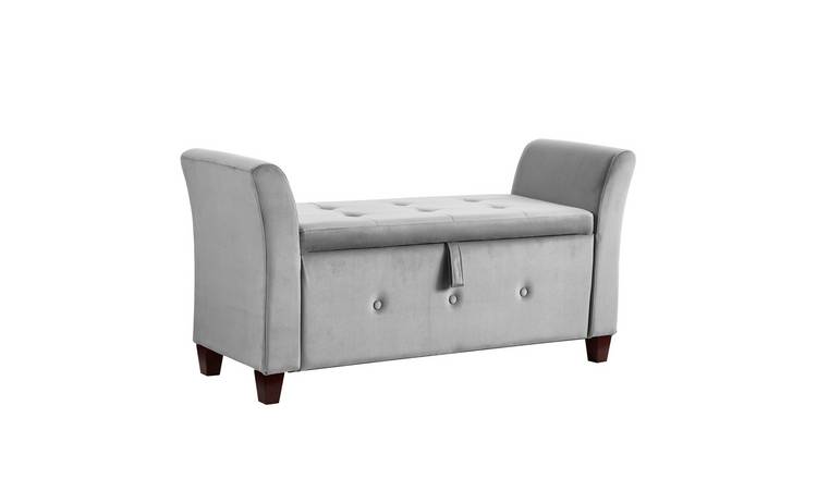 Vida Designs Seville Velvet Storage Ottoman - Light Grey