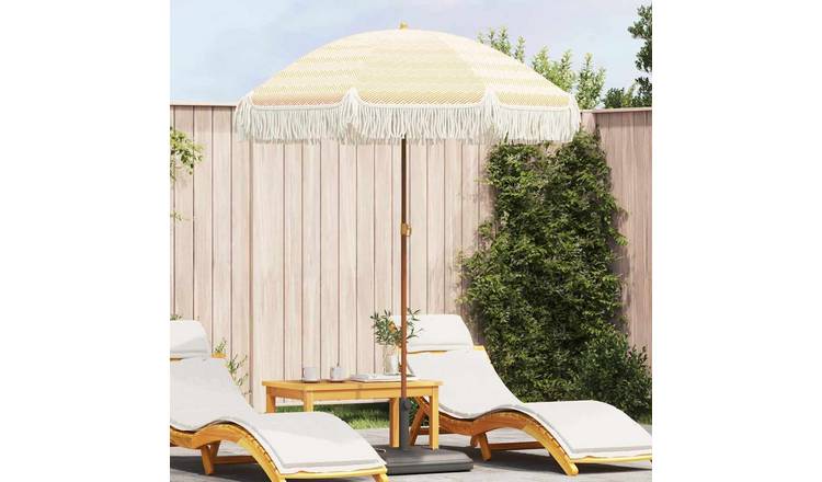 Walplus Round Polyester Beach Parasol - Yellow and White - 160 x 160 x 196 cm