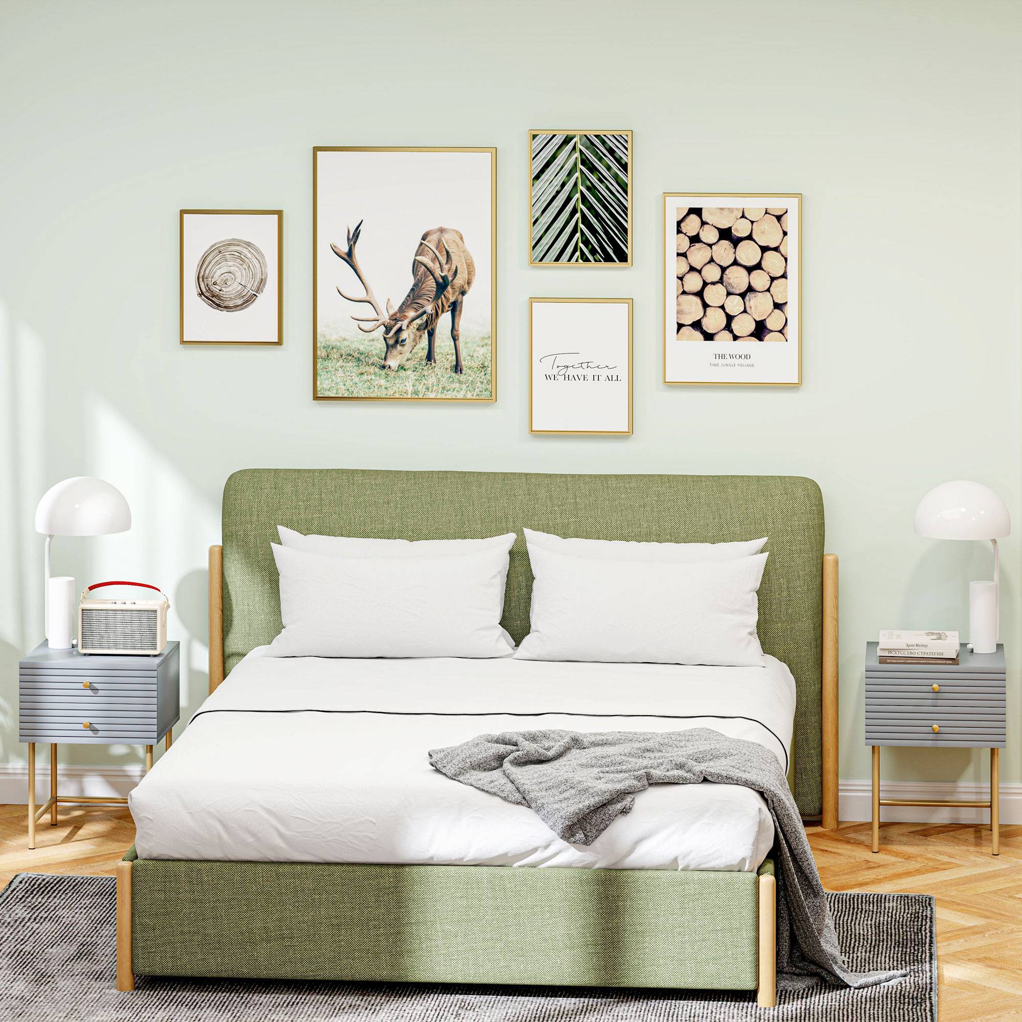 HOMCOM Set of 2 Two Drawers Bedside Tables - Grey - Image 3