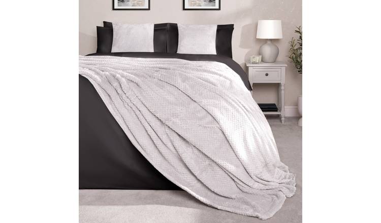 OHS Waffle Fleece Blanket Throw 125 x 150cm - Silver Grey