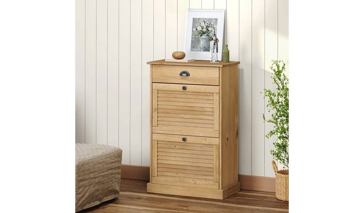 Walplus Solid Wood Shoe Cabinet - 60 x 35 x 96 cm