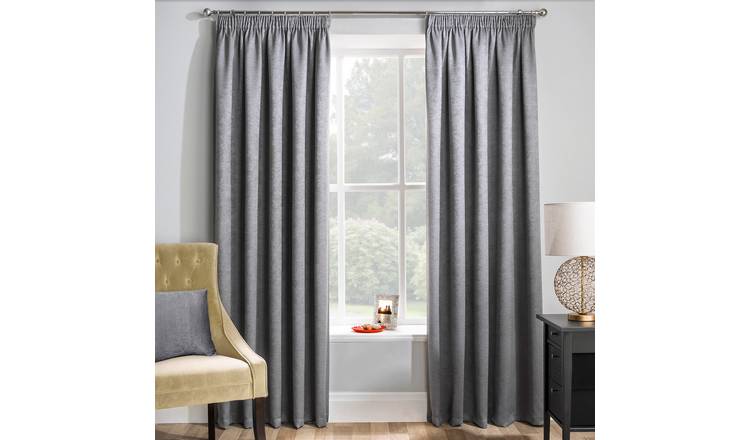 Enhanced Living Zen Thermal Pencil Pleat Curtains - 168 x 183cm - Grey
