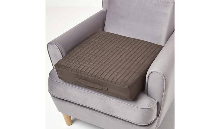 Homescapes Faux Suede Orthopaedic Foam Armchair Booster Cushion - Chocolate