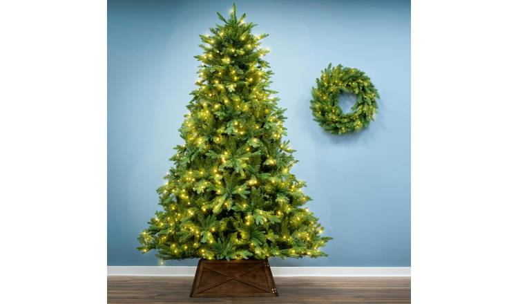 Christmas Tree World 6ft Pre-Lit Woodland Pine Hinged Branches Tree