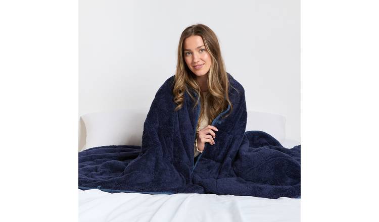 OHS Teddy Fleece 10kg Weighted Blanket - 150x200cm - Navy