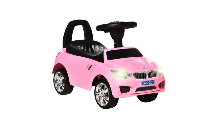 HOMCOM Horn Music Lights Under Seat Storage Toddler Kids Sliding Car - Pink