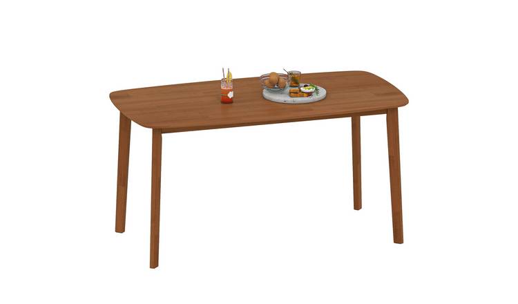 HOMCOM Rectangular Dining Table with Solid Wood Frame - Brown
