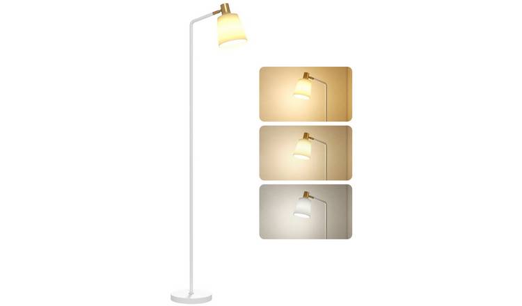 HOMCOM Dimmable Rotatable Head Floor Lamp - White