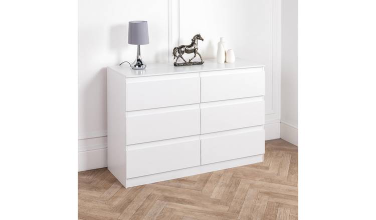Home Treats Wide 6 Drawer Chest - White