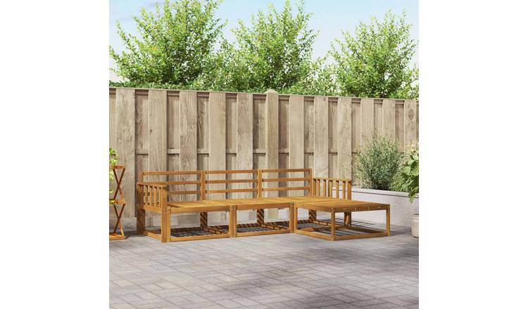 Walplus 4 Piece Solid Acacia 37 cm Seat - Natural - 249.5 x 162.5 x 73 cm