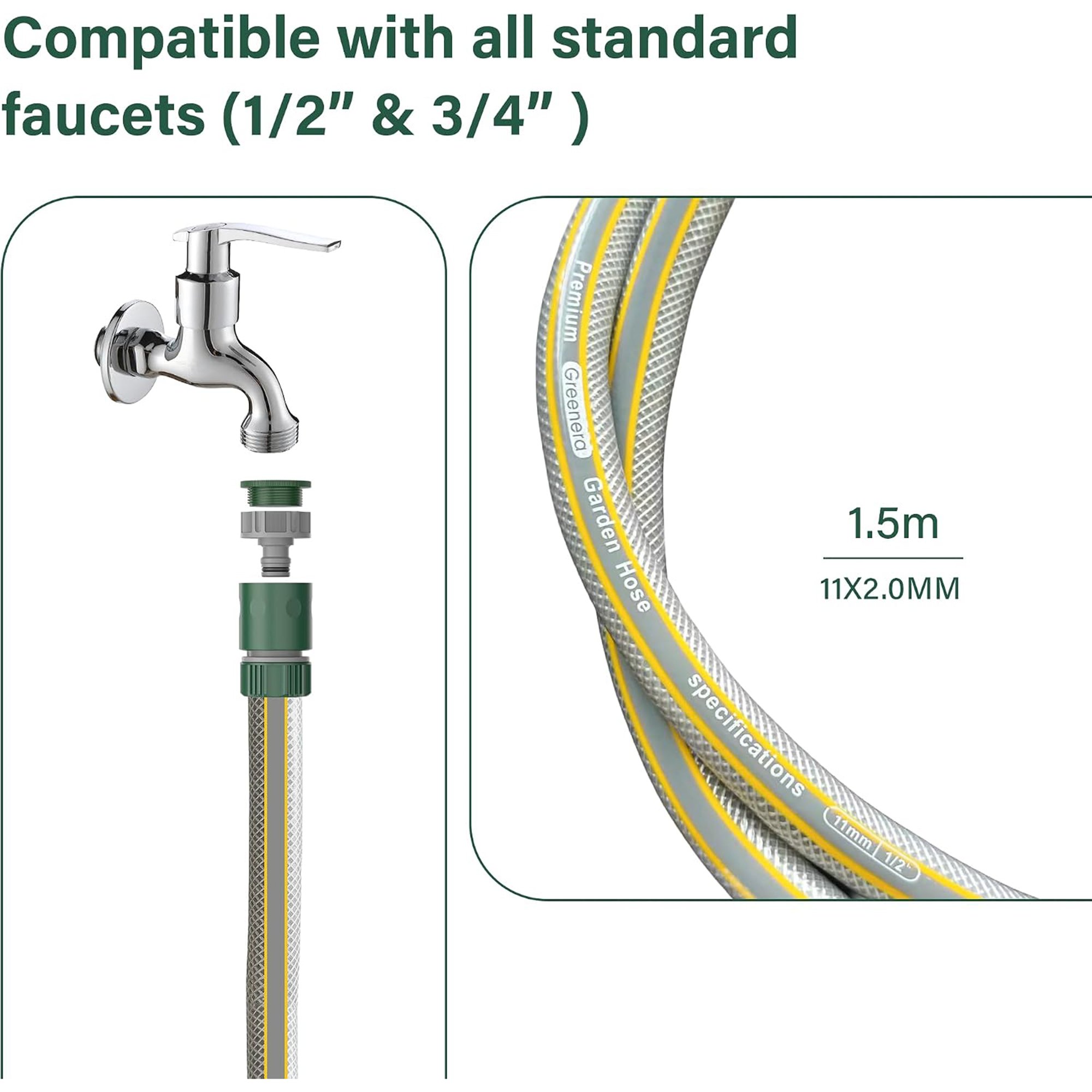 Greenera 1.5m Short Hose Pipe Universal Connection Kit - Image 3