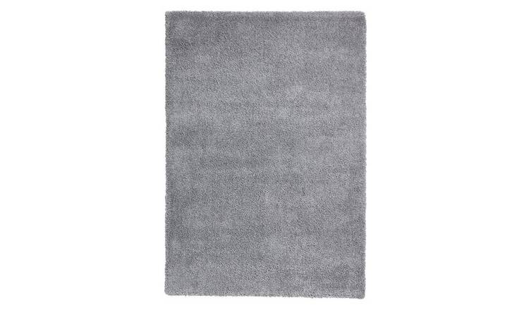 Mega Flooring Grey Shaggy Plain Rug - 80 x 150cm