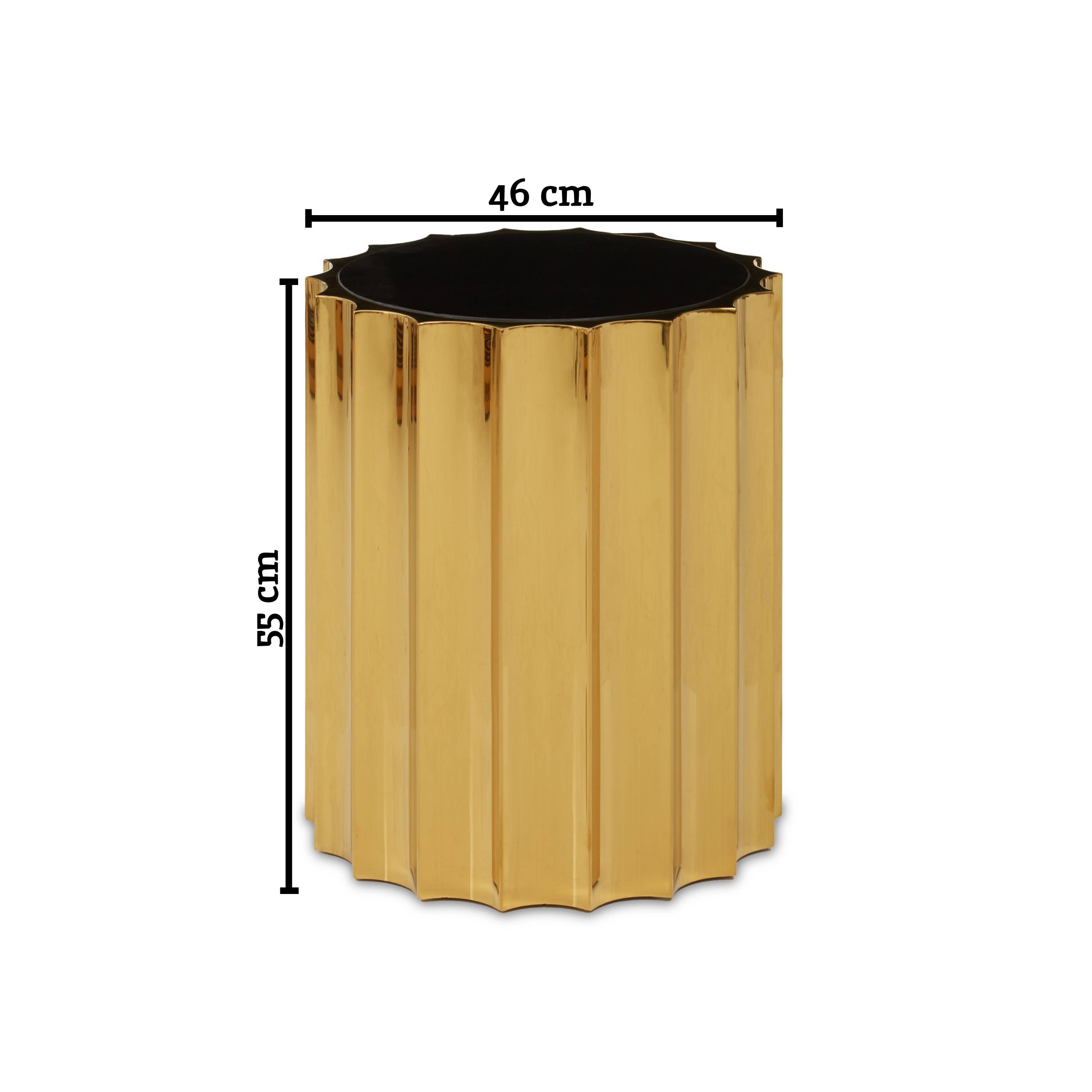 Orsina Alvaro Glass Round Side Table – Black and Silver - Image 4