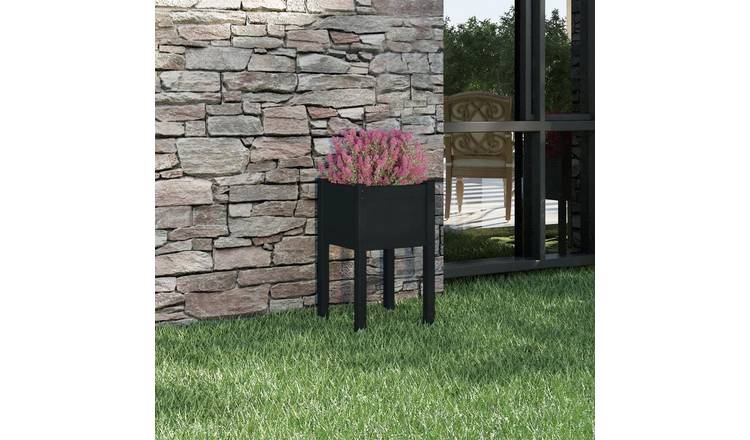 Walplus Wood Garden Planter - Black - 40 x 40 x 70 cm