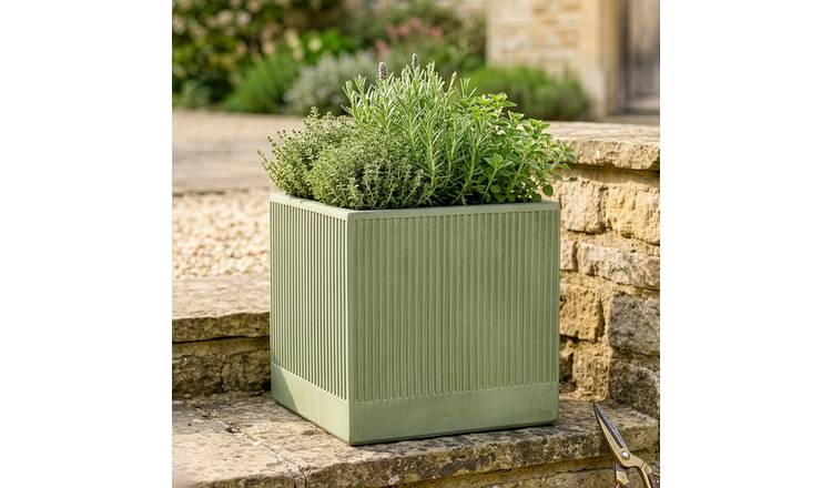 Dibor Medium Fibre Clay Outdoor Garden Planter – Sage Green