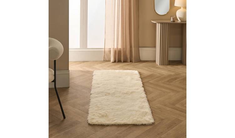 OHS Soft Fluffy Fleece Rug Runner - 60 x 150cm - Cream