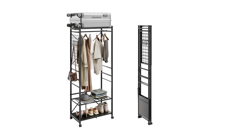 SoBuy 3 Shelf Heavy Duty Clothes Rail on Wheels - Black