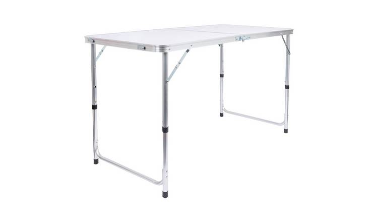 Harbour Housewares Adjustable Aluminium Folding Picnic Table 120cm (4ft) - White