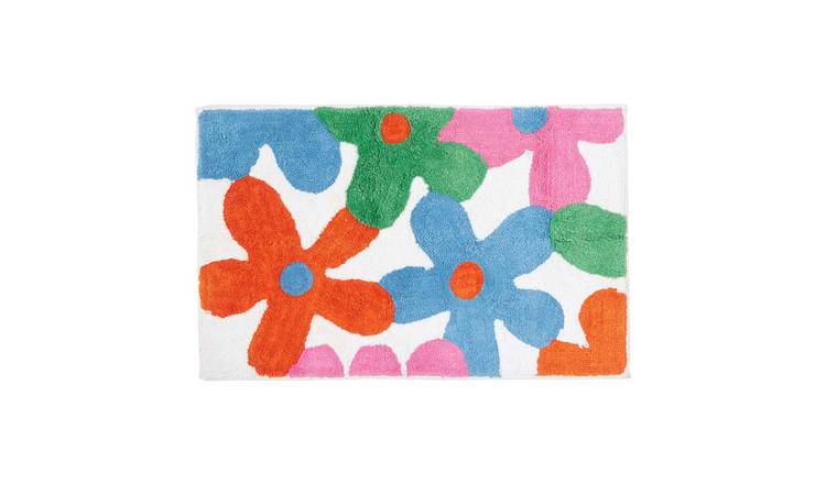 Homescapes Cotton Tufted Multi Colour Floral Children Rug