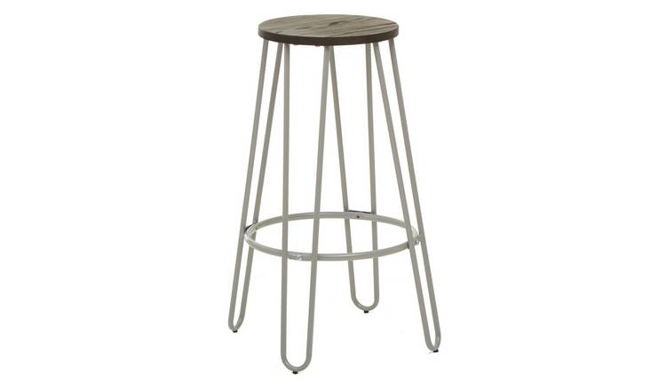 Orsina District Elm Wood Bar Stool – Natural & Grey