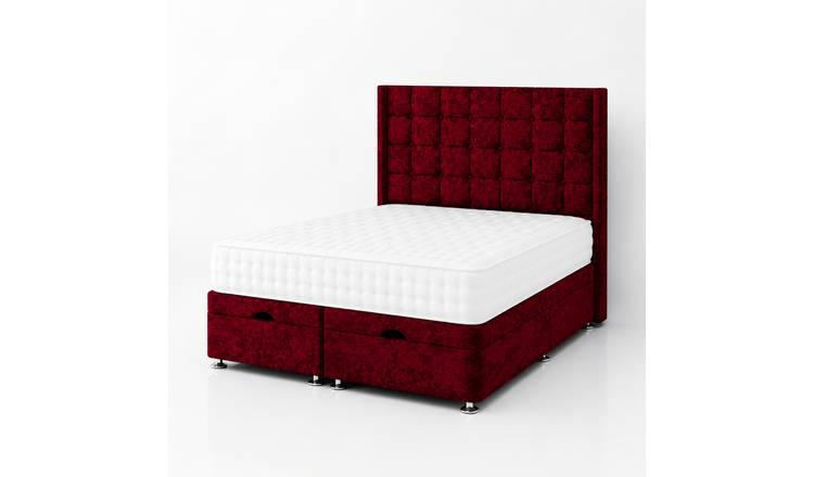 Comfy Deluxe Kai 5ft King Size Ottoman End Lift  Bed Set - Crush Red