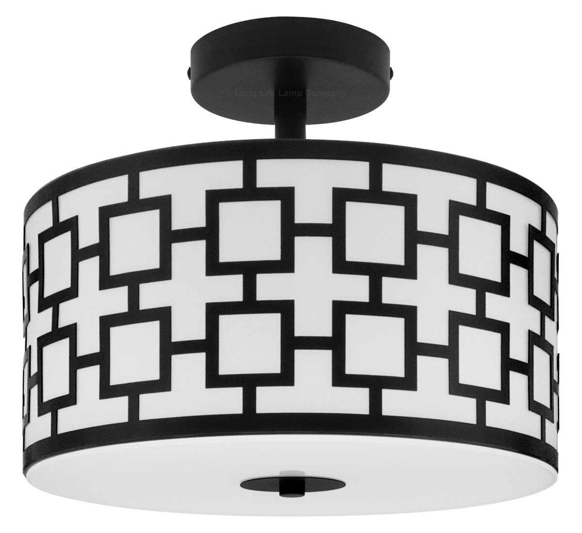 Energy Light Bulbs 3 Light Drum Frosted Glass Ceiling Light - Black & White - Image 1