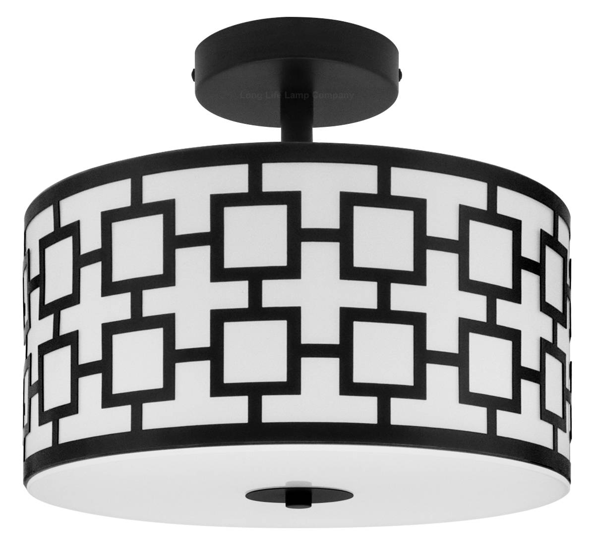 Energy Light Bulbs 3 Light Drum Frosted Glass Ceiling Light - Black & White - Image 1