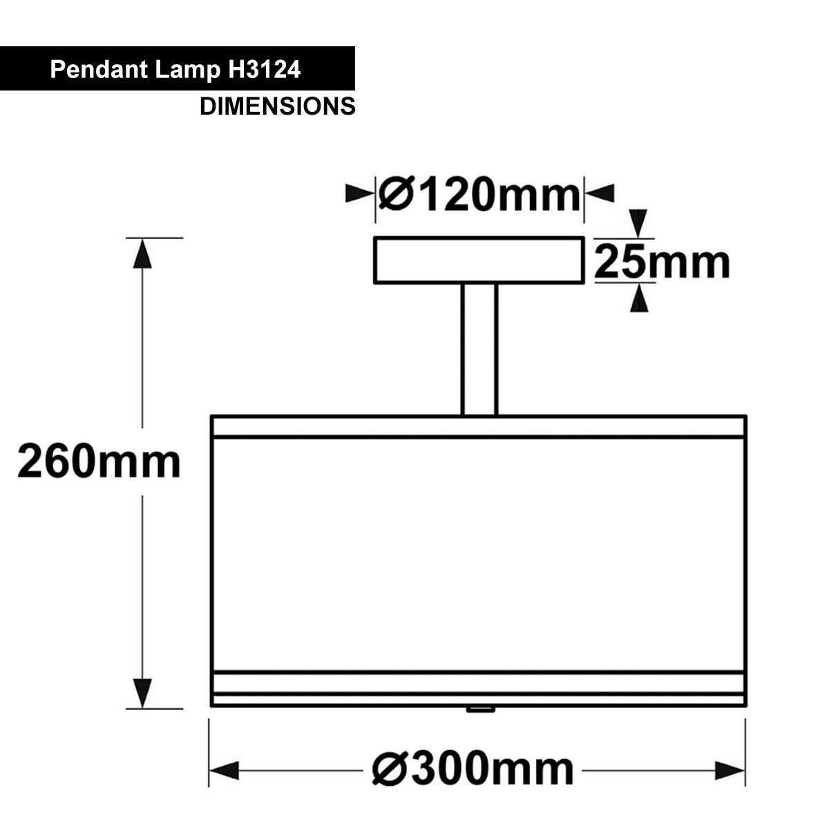 Energy Light Bulbs 3 Light Drum Frosted Glass Ceiling Light - Black & White - Image 2